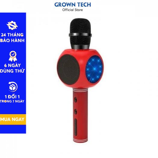 Micro karaoke bluetooth GrownTech SD08 míc kèm loa nghe nhạc có đèn led