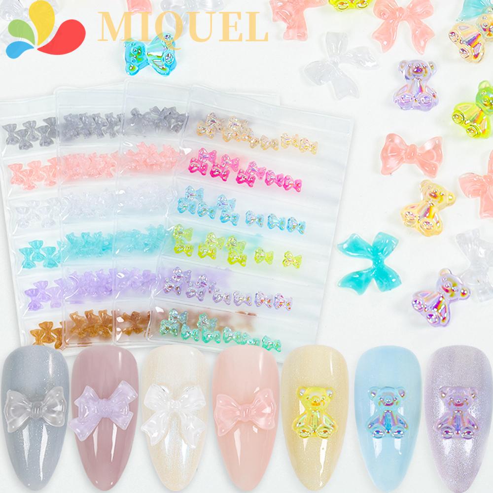 Phụ Kiện Trang Trí Móng Tay Nghệ Thuật DIY Hình Gấu Và Nơ Xinh Xắn Dành Cho Nữ