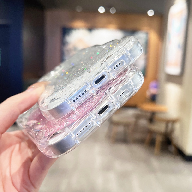 Ốp Điện Thoại Silicone Mềm Trang Trí Kim Tuyến Viền Gợn Sóng Cho Realme 11 Pro 10 GT Master Edition 8 7 GT Neo3 V15 V20