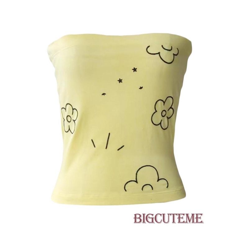 Áo Ống Mùa Hè Dạng Quấn Không Tay In Họa Tiết Hoa Cho Nữ