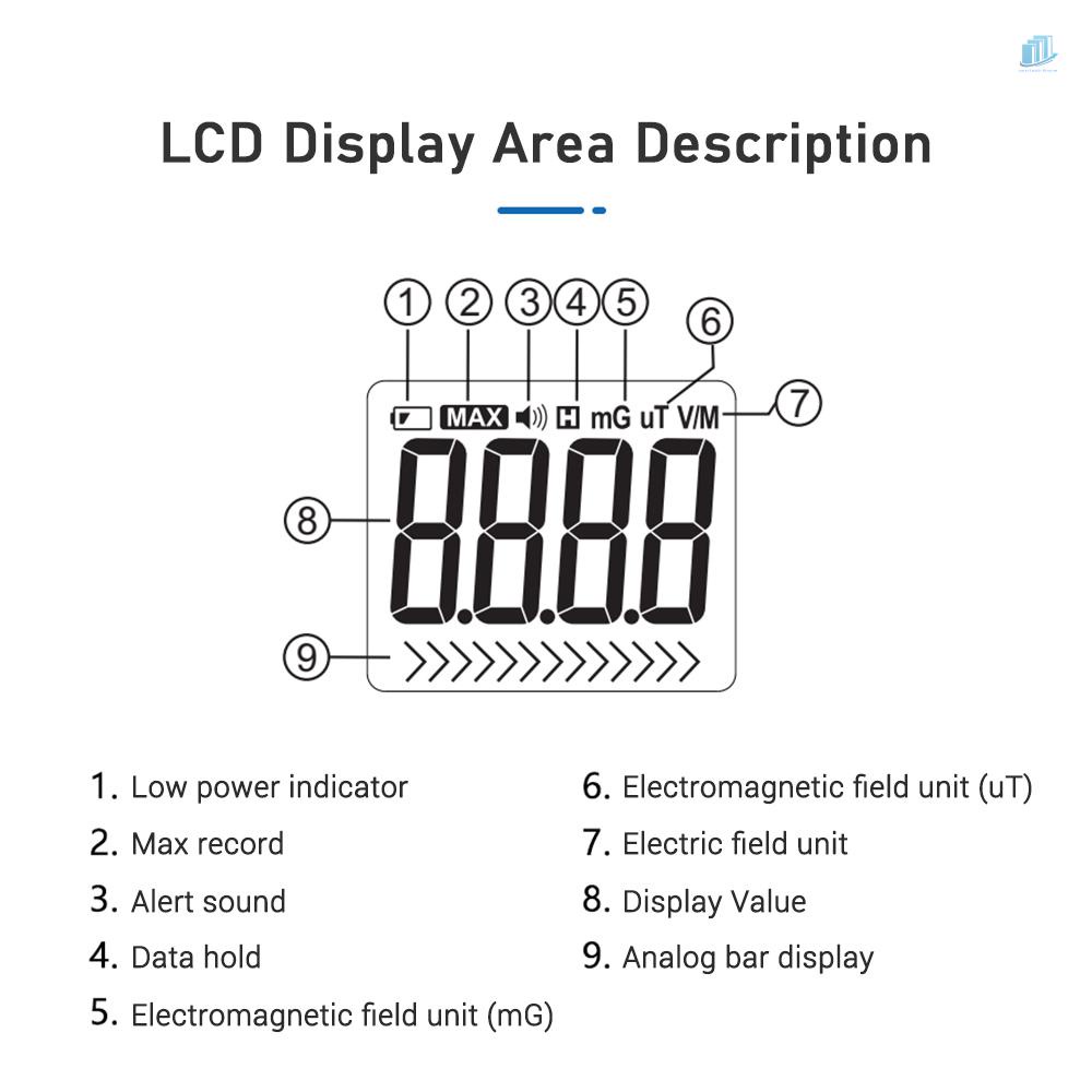 Thiết Bị Kiểm Tra Bức Xạ Điện Từ Mastfuyi FY8809 EMF Cầm Tay Có Đèn Pin Với Màn Hình LCD Hiển Thị
