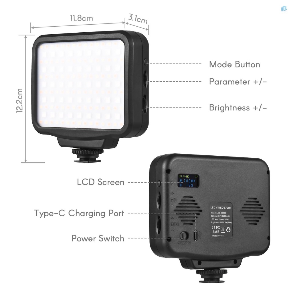 Đèn LED RGB Video 2500K-9900K 21 Hiệu Ứng Ánh Sáng Tích Hợp Pin Chuyên Dụng Hỗ Trợ Quay Video / Live Stream