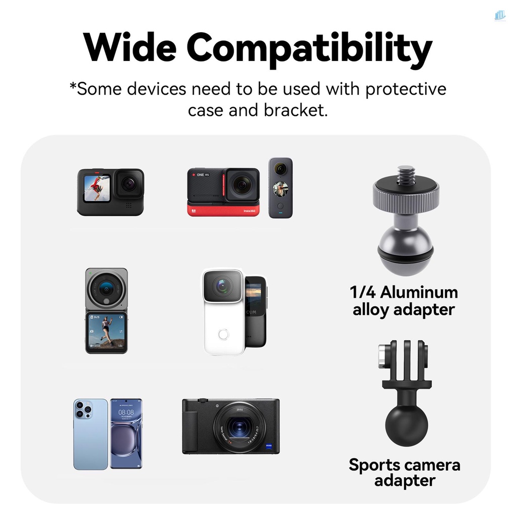 TELESIN Kẹp Gắn Tay Lái Xe Đạp Thông Minh Bằng Hợp Kim Nhôm Xoay 360 Độ GP-HBM-001° Bộ Chuyển Đổi Đầu Bi Xoay Được Kèm Ốc Vít 1 / 4 Inch Cho Máy Ảnh Thể Thao