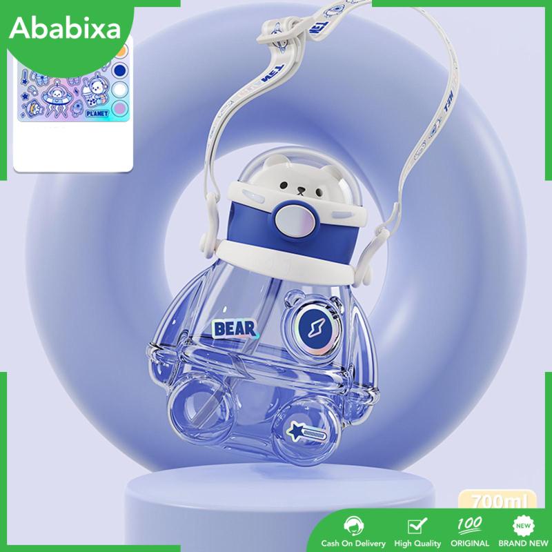 Bình Nước Thể Thao 700ml Có Ống Hút Và Dây Đeo Bằng Silicone Cho Trẻ Em Và Người Lớn