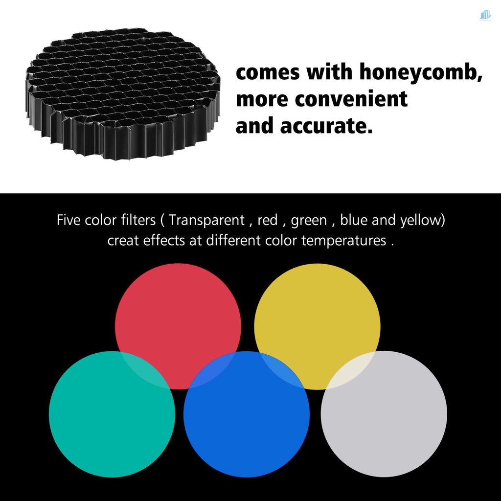 Smartwatchinone Bộ 5 Tấm Lọc Bằng Hợp Kim Nhôm Hình Nón Lớn Kèm Lưới Tổ Ong Cho Đèn flash Máy Ảnh Bowens