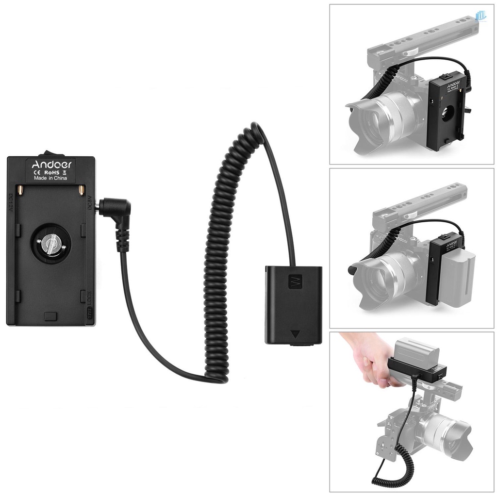 Bộ Chuyển Đổi Đĩa Pin Andoer NP-F970 F750 + Giá Đỡ Pin FW50 Cho Máy Ảnh A7 / A7R / A7S / A7II / A7RII / A7SII / A6300 / A6400 / A6500