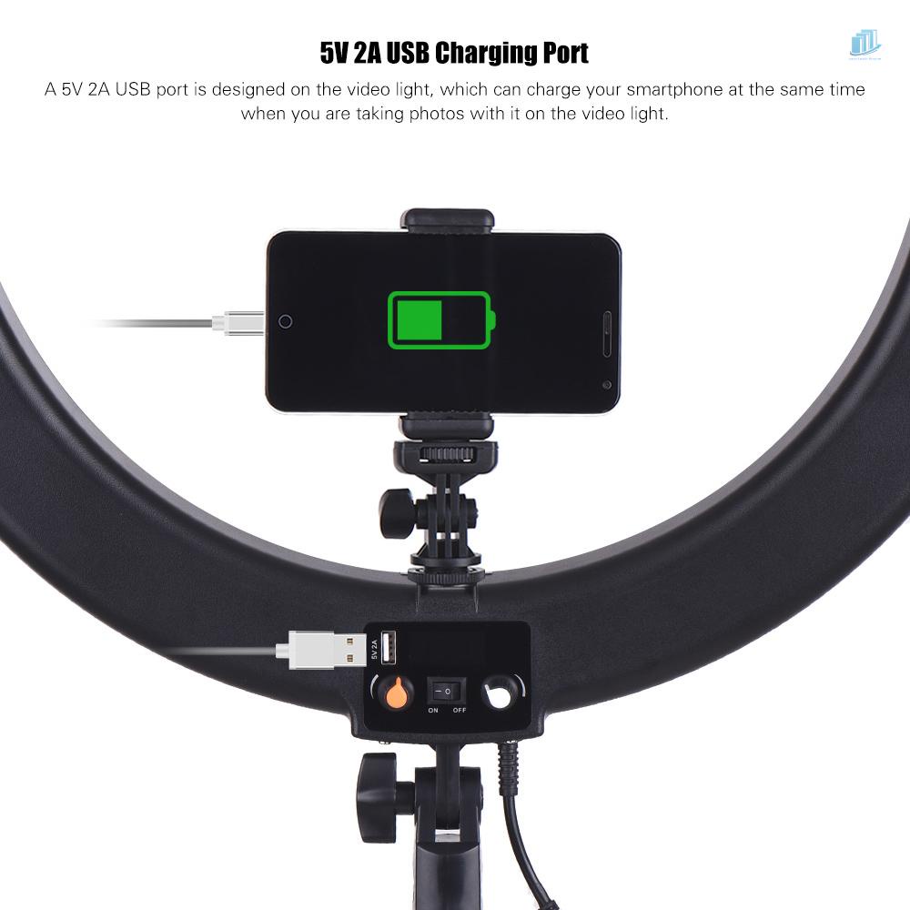 Đèn Led Andoer RL720B Chuyên Nghiệp 19 Inch 3200K-5600K 720 Bóng Với Giá Đỡ Điện Thoại Tiện Dụng