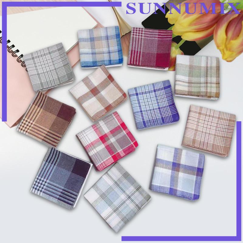 Khăn Tay Cotton x Họa Tiết Sọc Caro Thanh Lịch Cho Nam