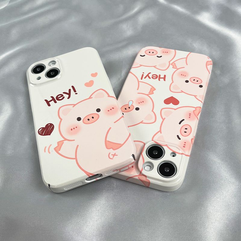 Ốp Điện Thoại Cứng In Hình Heo / Trái Tim Cho Iphone 12 Xr 8 14pro max 13Xs7 11 BI4R