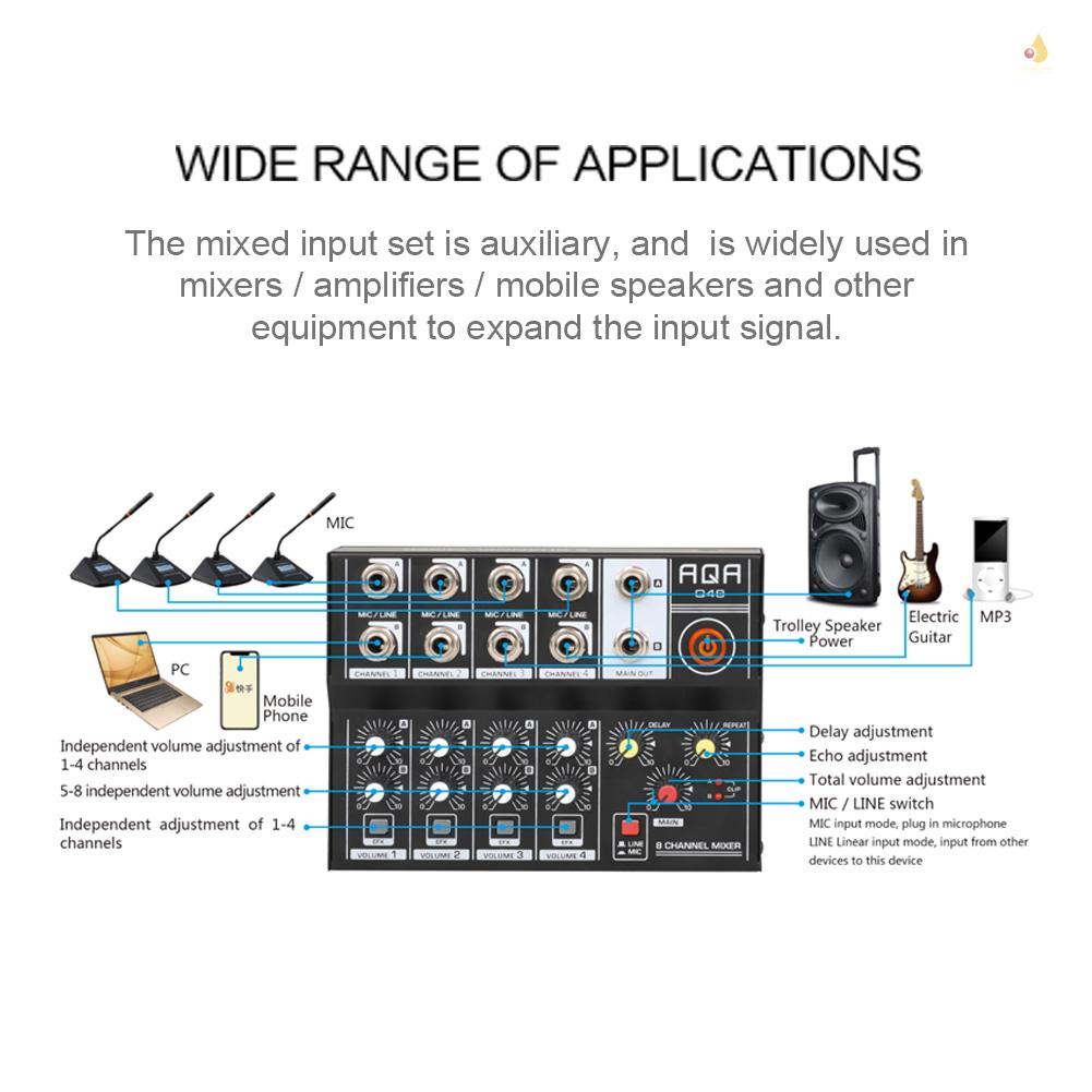 Dụng Cụ Trộn Âm Thanh Hai Đầu Đa Năng 8 Kênh USB