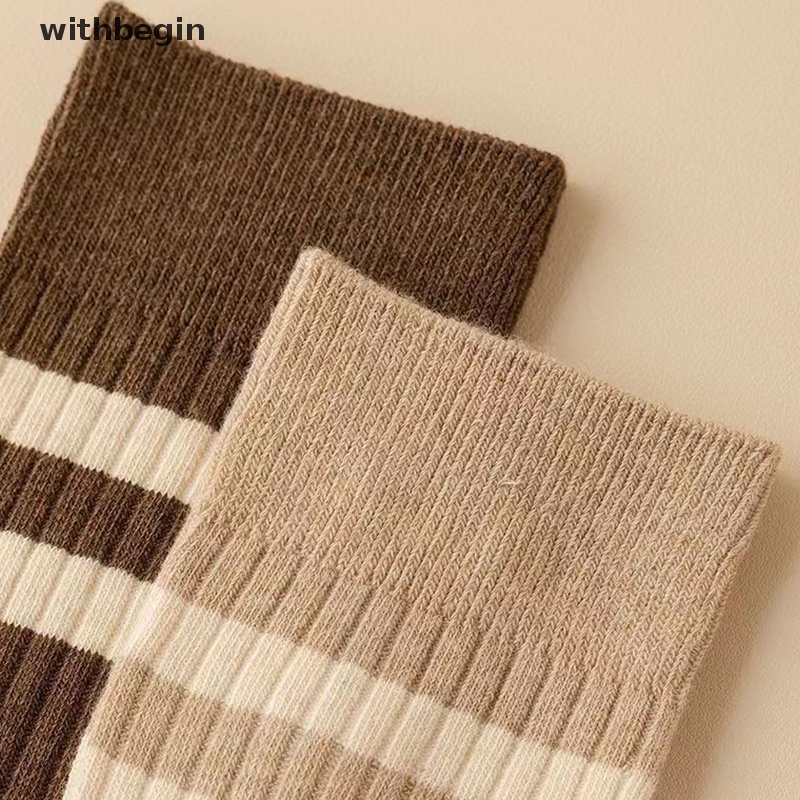 1 Đôi Vớ Dài Ngang Bắp Chân Mỏng Thoáng Khí Thoải Mái Họa Tiết Kẻ Sọc Phong Cách Nhật Bản Cổ Điển