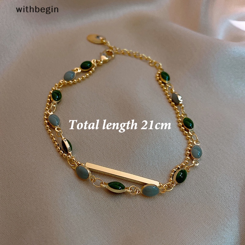 Vòng Tay Hai Lớp Đính Hạt Màu Sắc Phong Cách Pháp Cổ Điển Tùy Chỉnh Thời Trang Cho Nữ