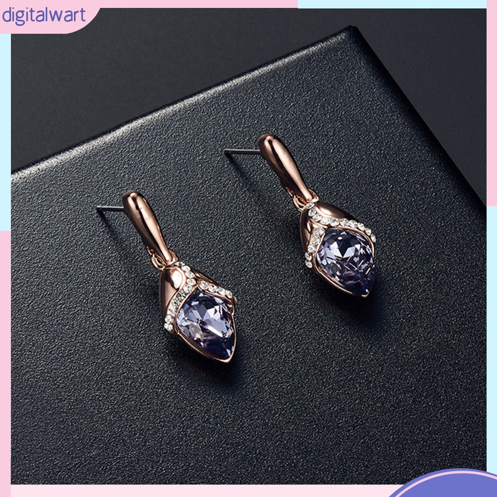 Bộ Vòng cổ + Bông Tai Đính Đá Hình Giọt Nước Thời Trang Cho Nữ