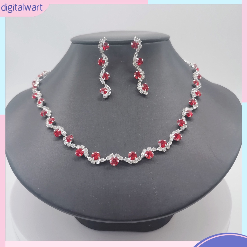 1 Bộ Vòng cổ + Bông Tai Đính Đá Lấp Lánh Cho Cô Dâu