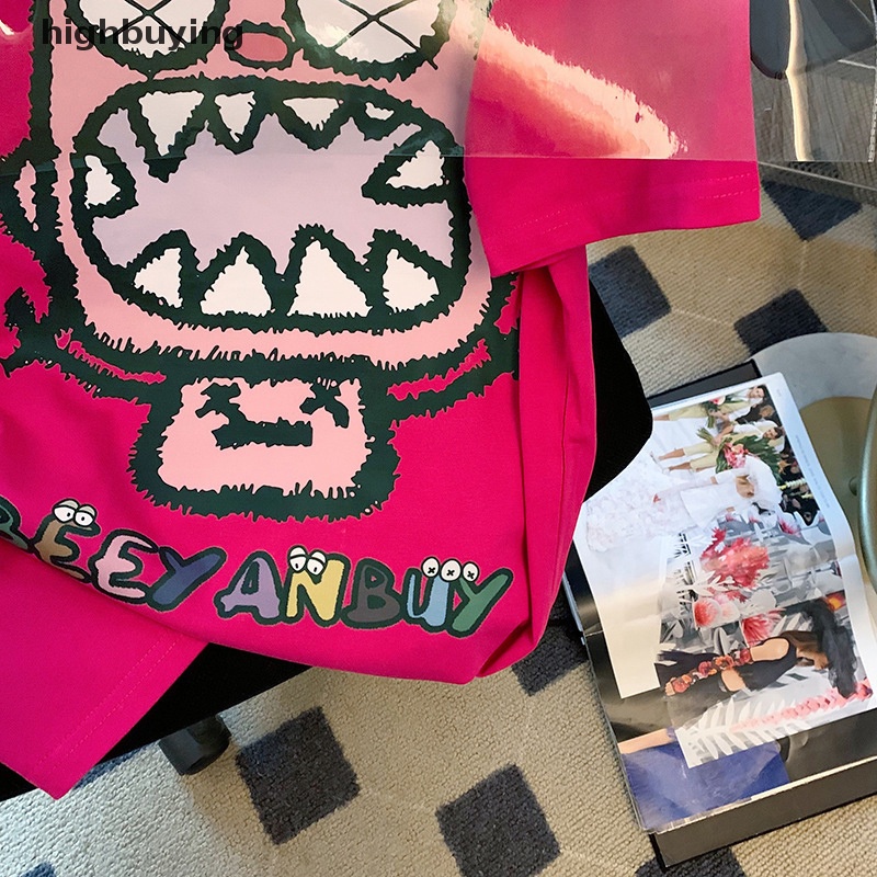 Áo Thun Tay Ngắn Cổ Tròn In Họa Tiết Hoạt Hình Phong Cách Retro Cho Nữ