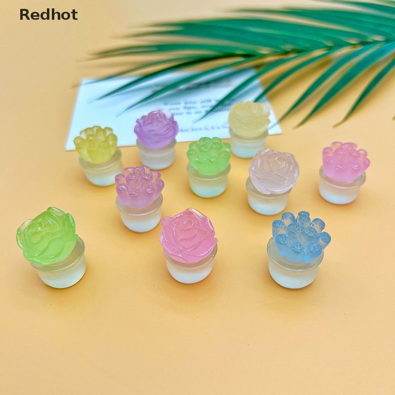 &lt; Redhot &gt; Bộ 2 Chậu Cây Mini Bằng Nhựa Phát Sáng Màu Sắc Ngẫu Nhiên Dùng Trang Trí