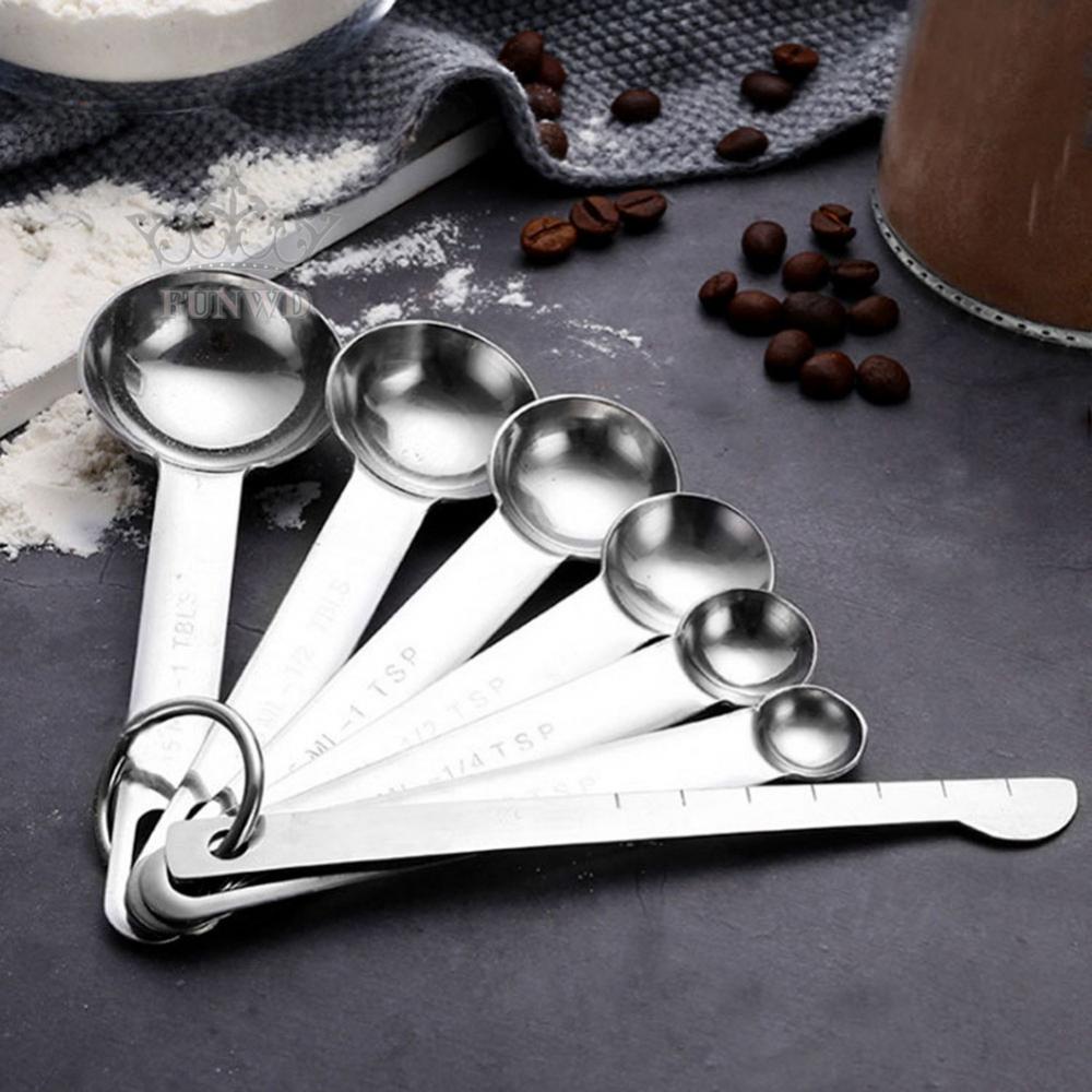 Bộ 5 Muỗng Đo Lường Kèm Tay Cầm Bằng Thép Không Gỉ Mới