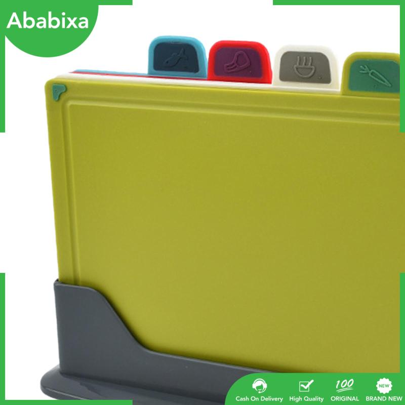 Set 4 Thớt Cắt Thực Phẩm Chống Trượt Kèm Giá Đỡ Tiện Dụng Cho Nhà Bếp