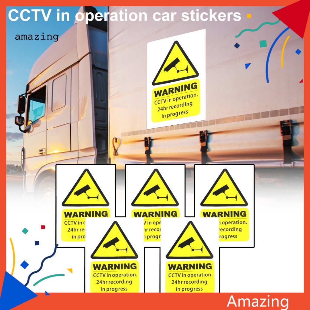 Set 5 Miếng Dán Hình Biển Báo CCTV Chống Nước 100Mmx150Mm Cho Xe Hơi