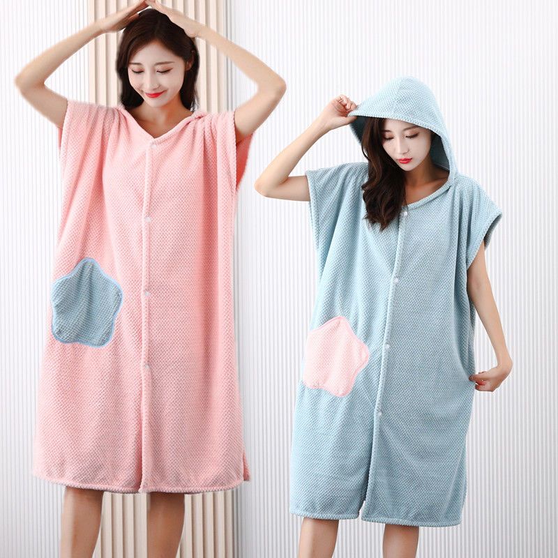 Áo Choàng Tắm Cotton Dày Dặn Thấm Hút Nước Tốt Cho Nữ 45-85kg