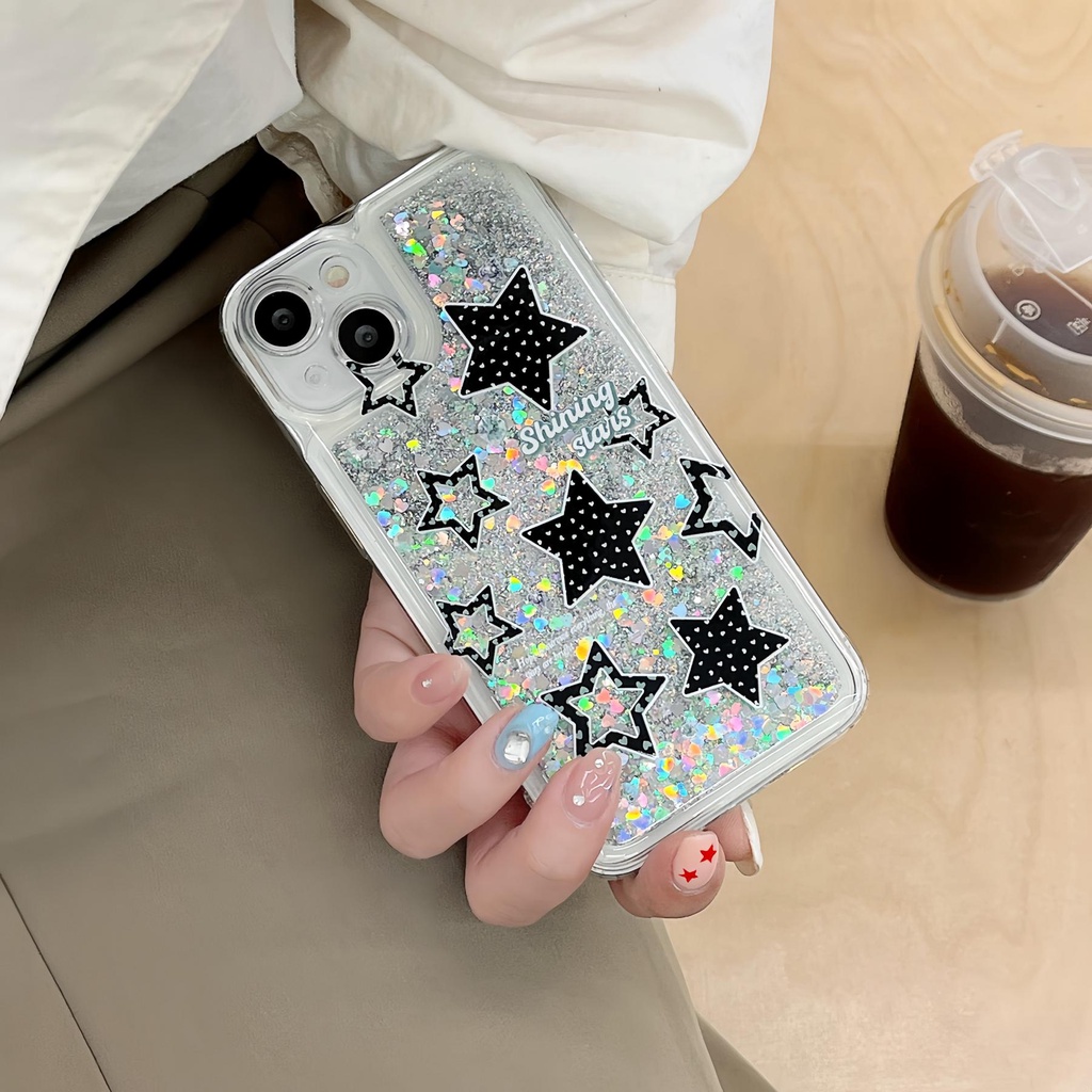 Ốp Điện Thoại TPU Mềm Trong Suốt Phối Kim Tuyến Nước Chống Rơi Cho iPhone11 12 13 14 Pro Max