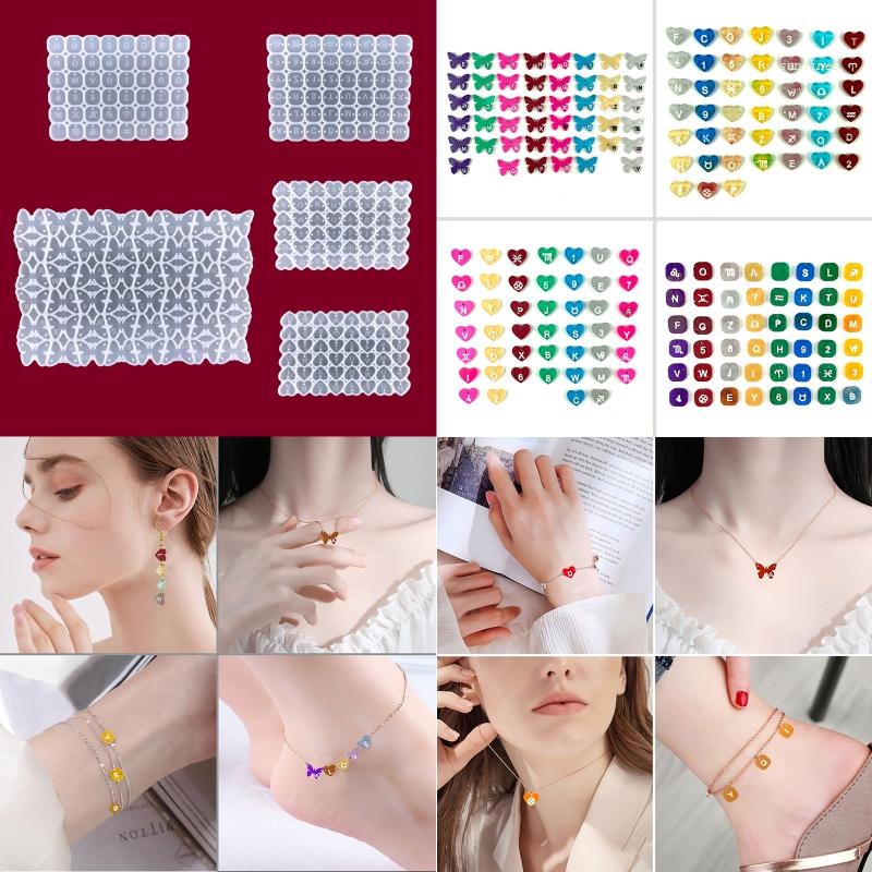 Khuôn Silicone Làm Bông Tai / Mặt Dây Chuyền Hình Trái Tim / Chữ Số DIY