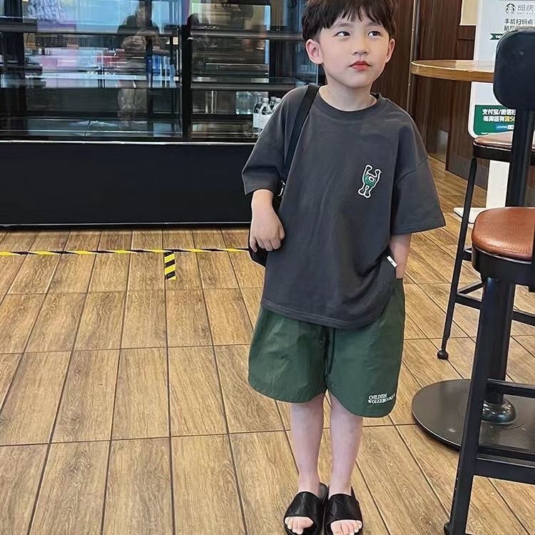 Áo Thun Cotton Ngắn Tay Cổ Tròn In Họa Tiết Hoạt Hình Thời Trang Mùa Hè Cho Bé Trai