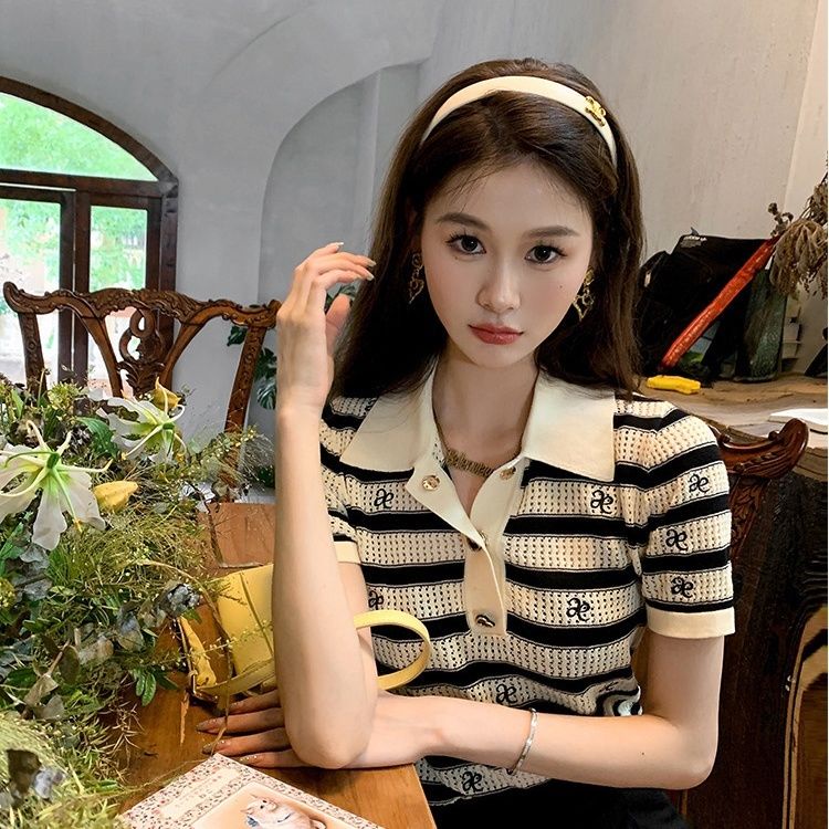 Áo Thun POLO Ngắn Tay Họa Tiết Kẻ Sọc Thời Trang Mùa Hè