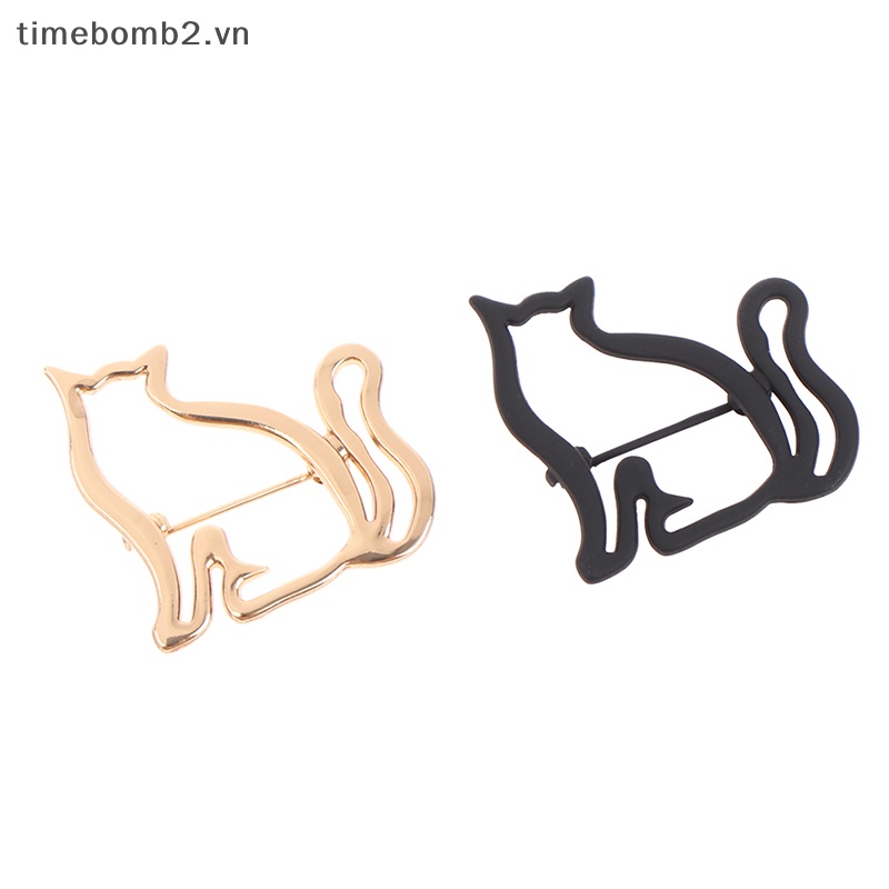 {Timebomb} Ghim Cài Áo Sweater / Khăn Choàng Hình Mèo Nhỏ Khoét Rỗng Dễ Thương Cá Tính Cho Nữ