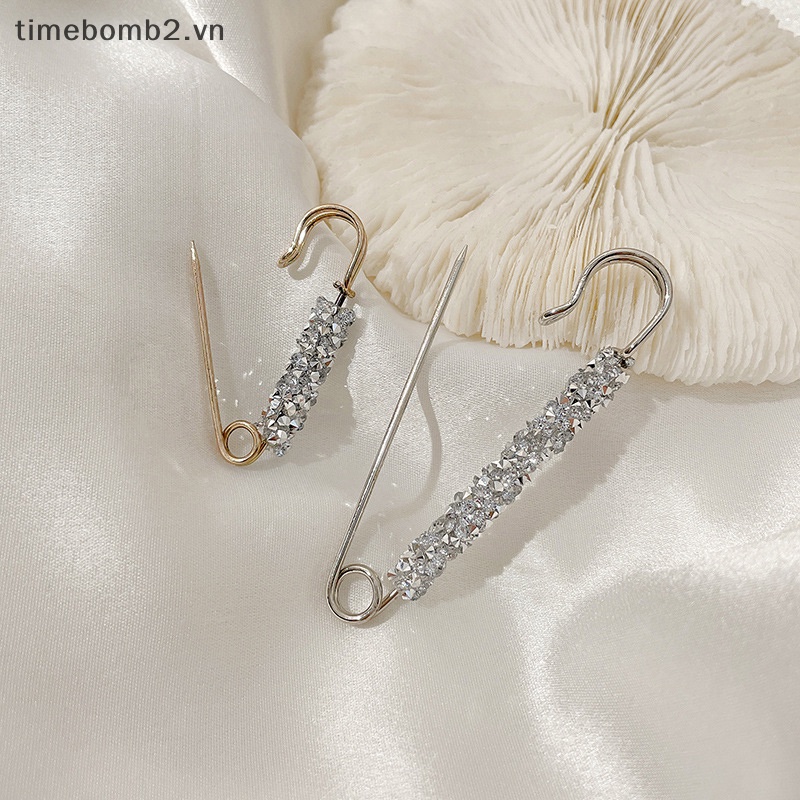{Timebomb} Ghim Cài Thắt Lưng Cố Định Pha Lê Thời Trang An Toàn Chống Rơi Phối Chuỗi Ngọc Trai Trang Sức.