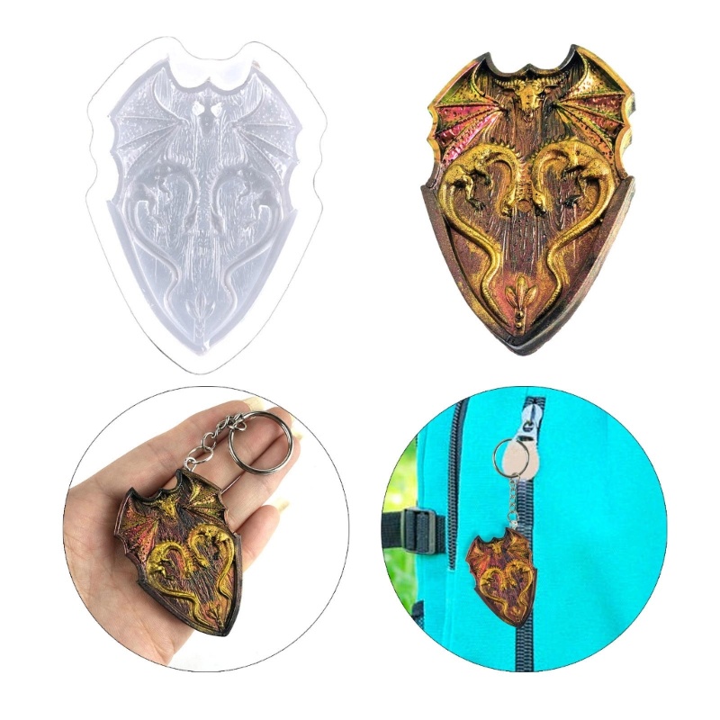 Khuôn Làm Móc Khóa Hình Tấm Khiên Rồng Bay DIY