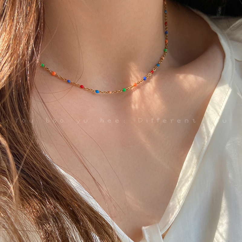 We Flower Vòng Cổ Choker Dạng Chuỗi Hạt Acrylic Nhiều Màu Sắc Thời Trang Mùa Hè Cho Nữ