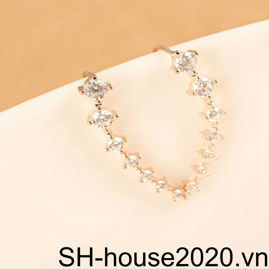 Khuyên Vành Tai 7 Viên Pha Lê Xinh Xắn Cho Nữ