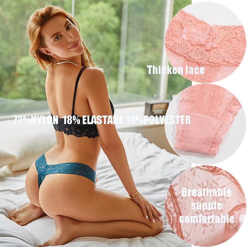 Take Talk Set 3 Quần Lót Chữ T Lưng Thấp Phối Ren Quyến Rũ Nữ Tính Cỡ S-XL