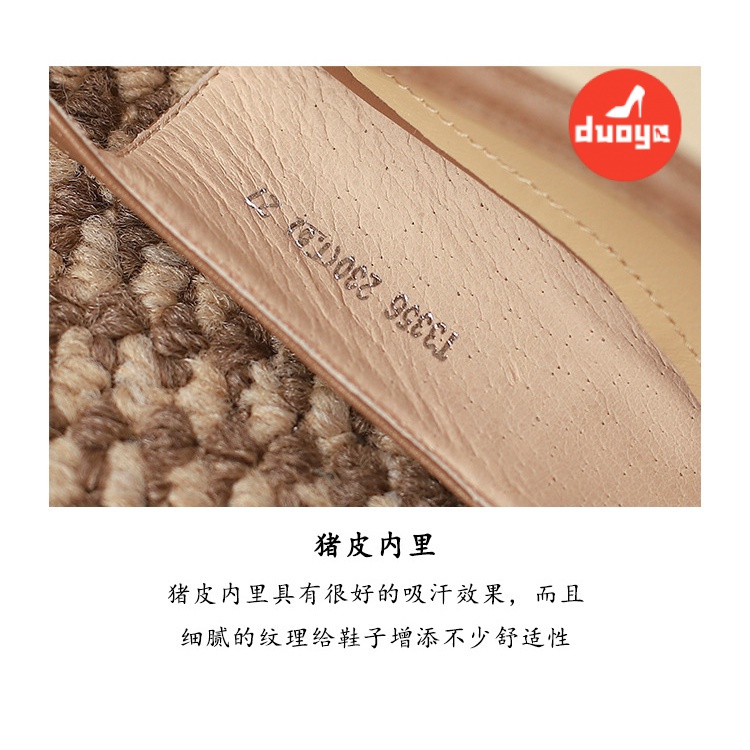 Duoya Factory~[Hàng Có Sẵn] Giày Da Đế Dày Hở Ngón Chống Mài Mòn Gót Dày Đơn Giản Cổ Điển Màu Bạc Đính Đá Thạch Anh Phong Cách Mùa Xuân Hè Chống Va Đập