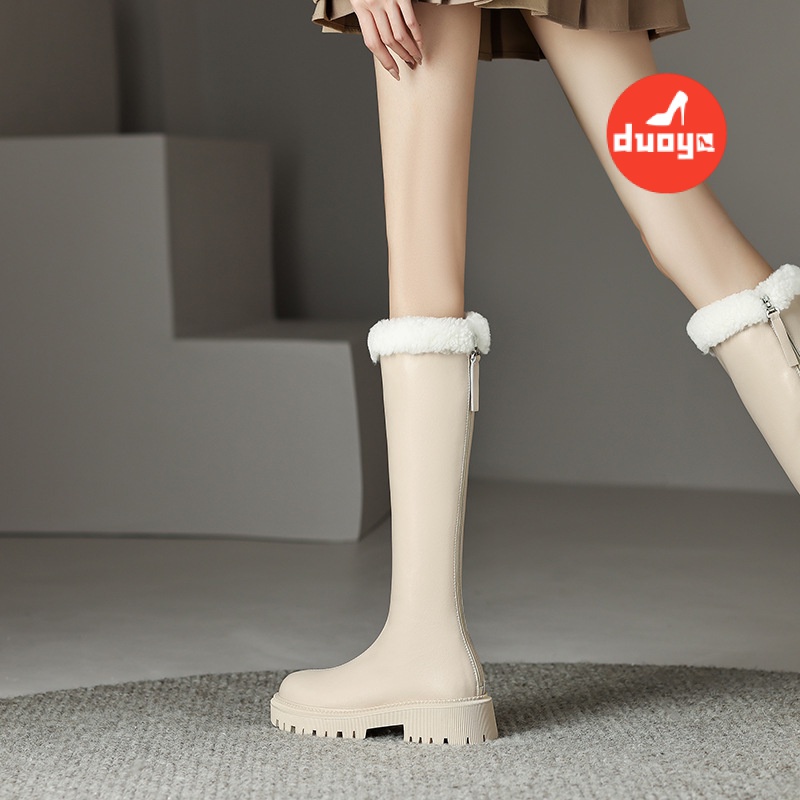 Giày Bốt Martin Da Thật Lót Lông Cừu Mềm Dày Dặn Mũi Tròn Màu Nâu Wakatsu Thời Trang 2022 Cho Nữ