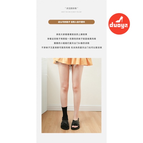 Duoya Factory Thẳng Hàng ~ [Hàng Có Sẵn] Giày Sandal Da Thật Mềm Dây Chéo Đế Dày Có Khóa Cài Thời Thượng Cho Nữ Miễn Phí Vận Chuyển