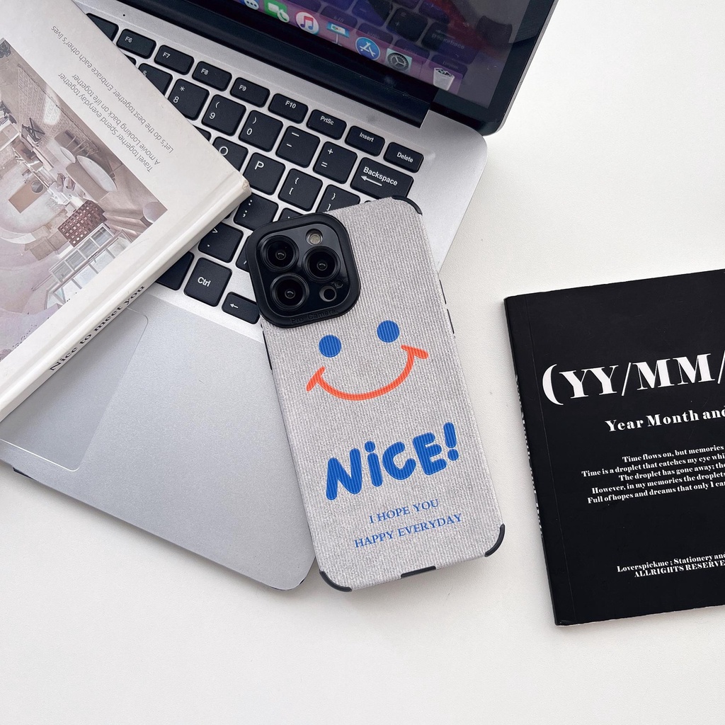 Ốp Điện Thoại tpu Dẻo Màu Xám Họa Tiết Mặt Cười Đơn Giản Chống Rơi Cho iPhone 14 13 12 11 Pro Max XS XR 7 8 Plus