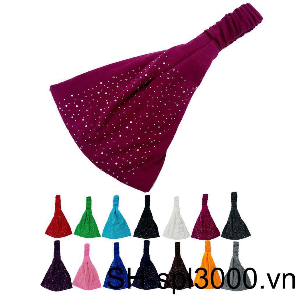 Băng Đô Cotton Bản Rộng Co Giãn Màu Sắc Trơn Dành Cho Nữ