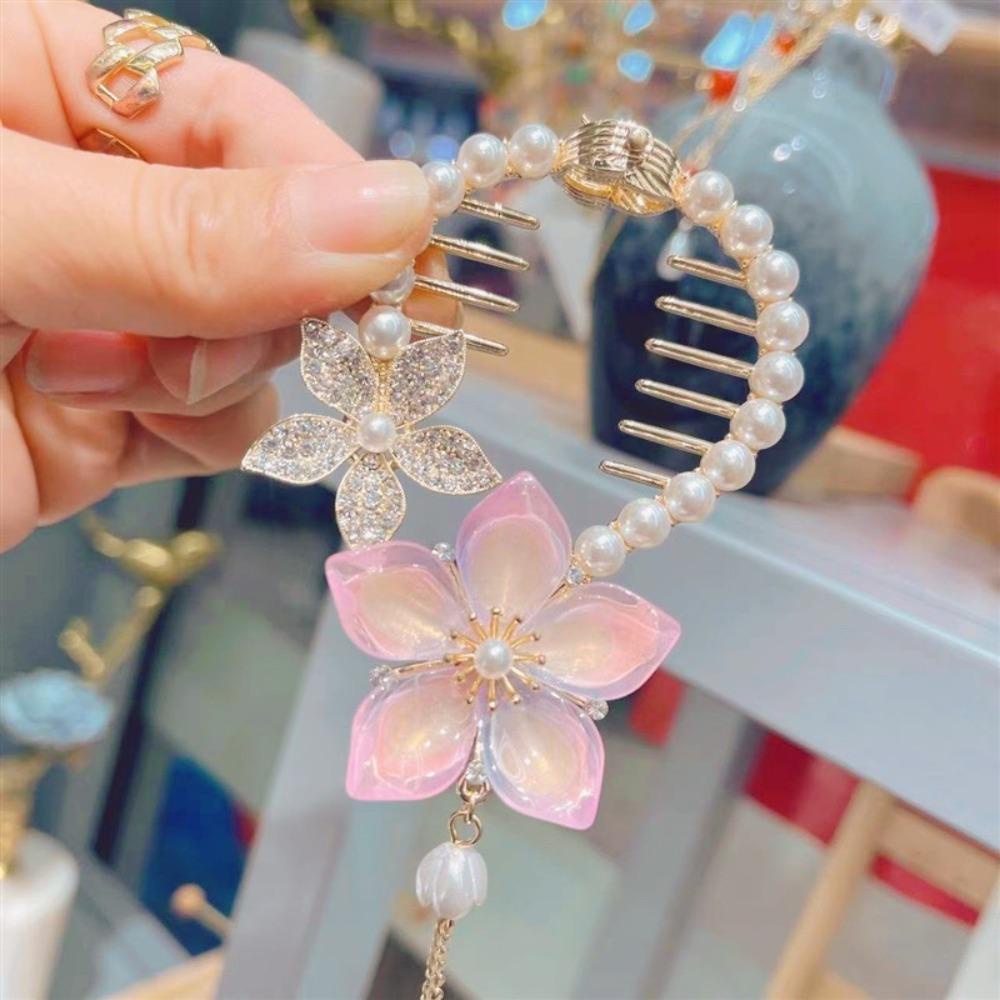 Fallforbeauty Kẹp Tóc Càng Cua Đính Tua Rua Đuôi Cá Phong Cách Hàn Quốc