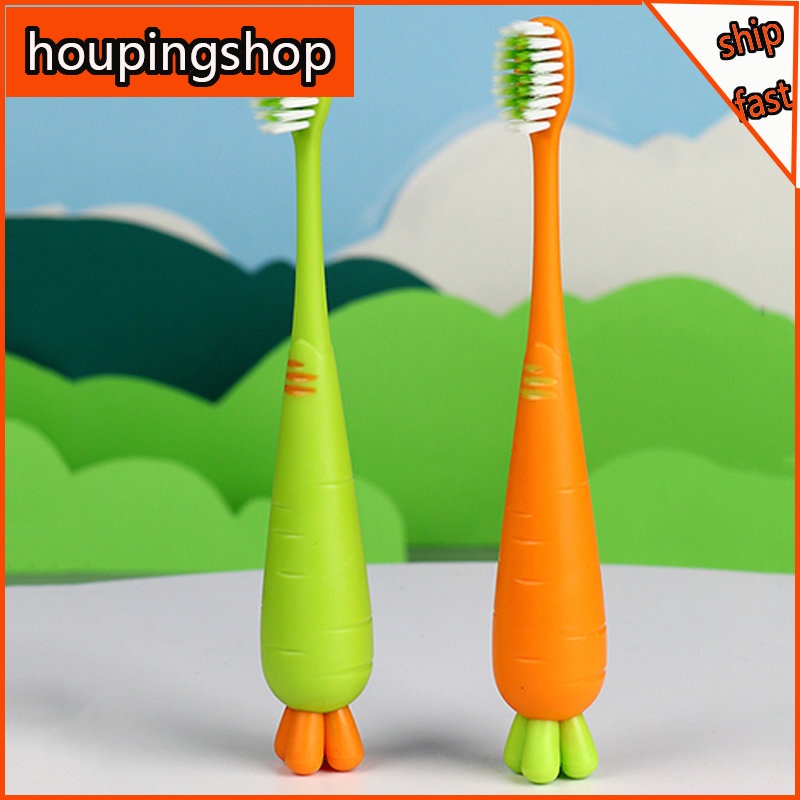Bàn Chải Đánh Răng Lông Siêu Mềm Hình Củ Cà Rốt Hoạt Hình Cho Bé 2-8 Tuổi