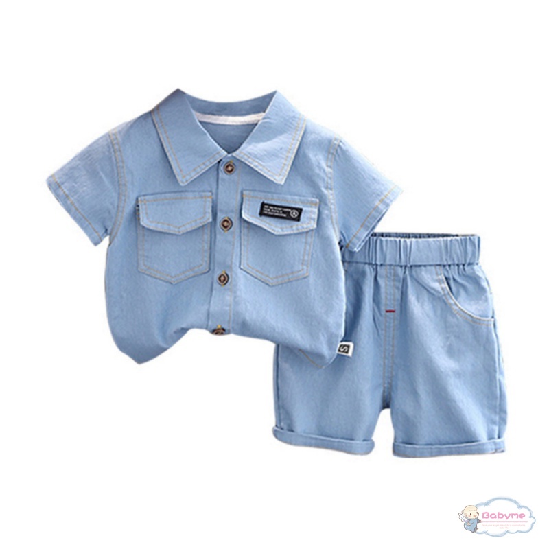 Set Đồ Mùa Hè 2 Món Gồm Áo Sơ Mi Denim Đa Năng + Quần Ngắn Thoải Mái Chất Lượng Cao Phong Cách Hàn Quốc Cho