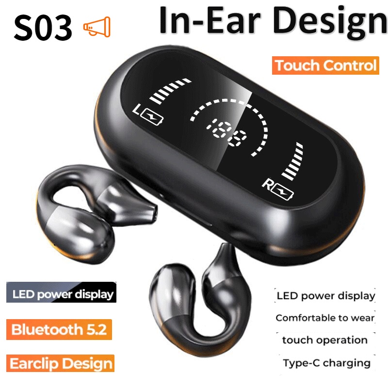 Tai Nghe Không Dây S03 Tai Nghe Thể Thao Kiểu Bông Tai Dẫn Truyền Xương Tương Thích Bluetooth Tws FATE1