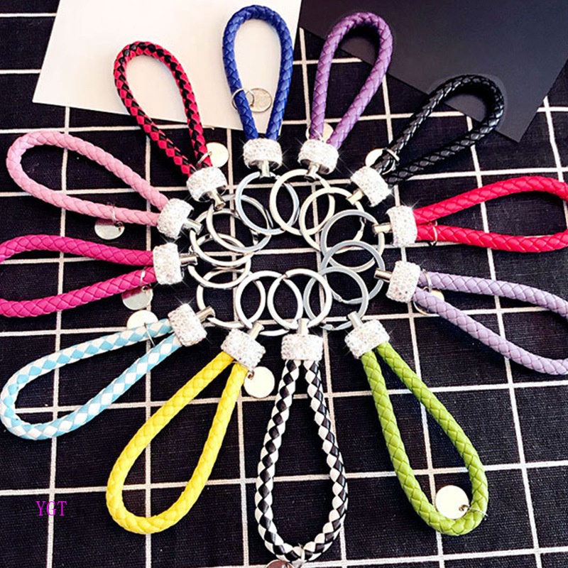 Ygt Móc Chìa Khóa Bằng Da Pu Đính Đá Lấp Lánh Thời Trang Cho Nam Và Nữ