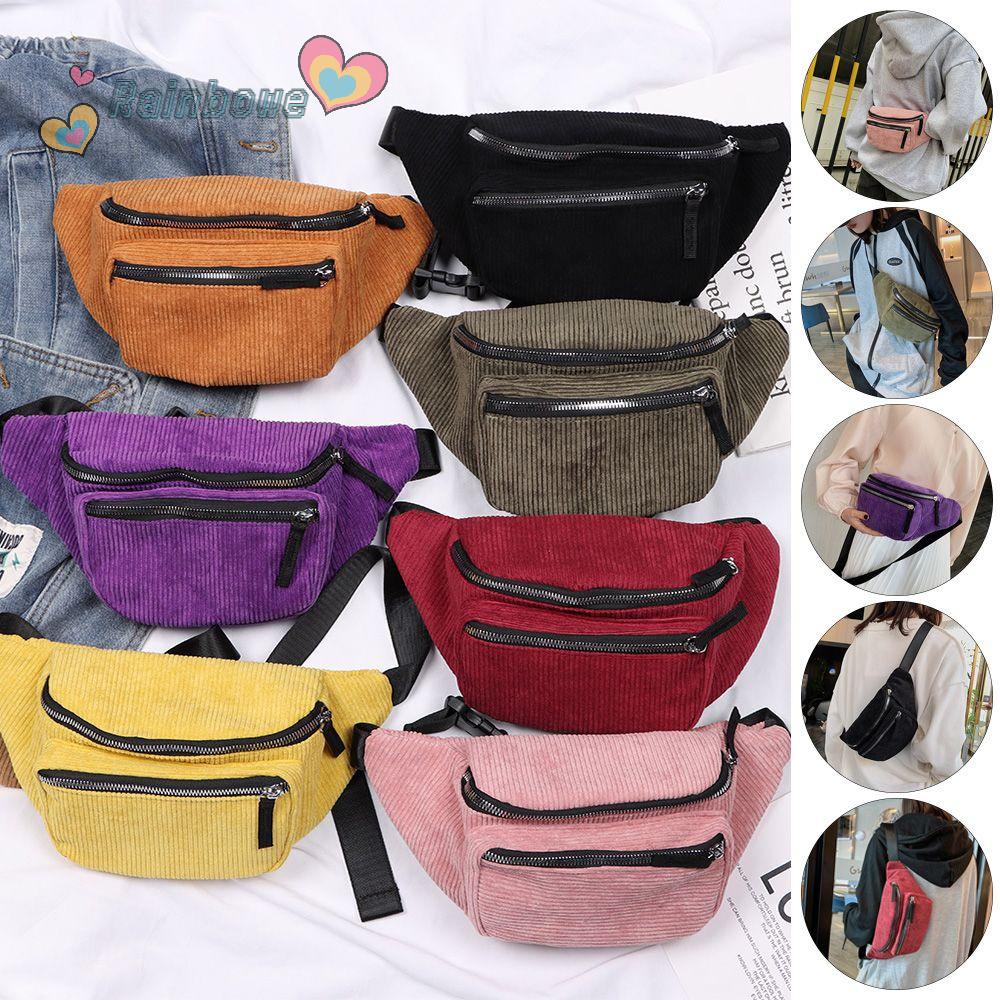 Túi Đeo Hông Thể Thao Đựng Điện Thoại Màu Cầu Vồng Bằng Nhung Có Thể Điều Chỉnh