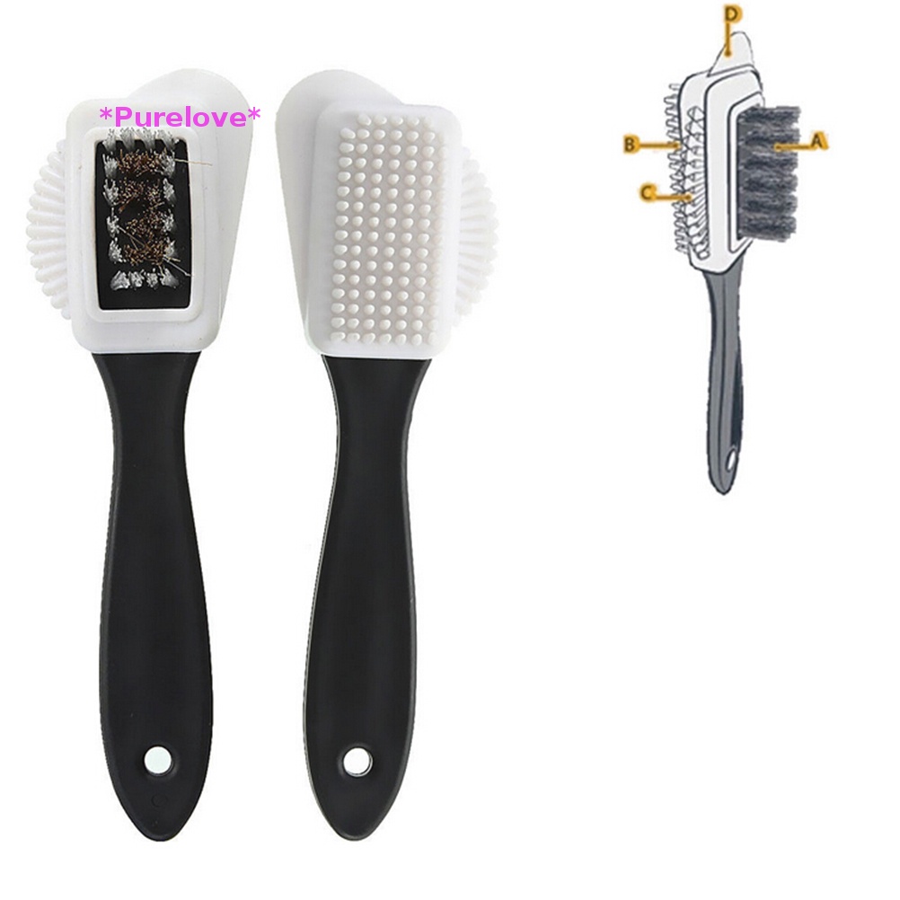 Bàn Chải 3 Mặt Làm Sạch Giày Da Lộn / Nubuck Tiện Dụng Mới