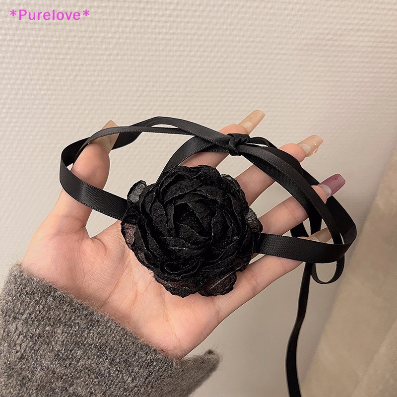 Vòng Cổ Choker Ren Hoa Lớn Màu Đen Phong Cách Retro Quyến Rũ Cho Nữ Mới