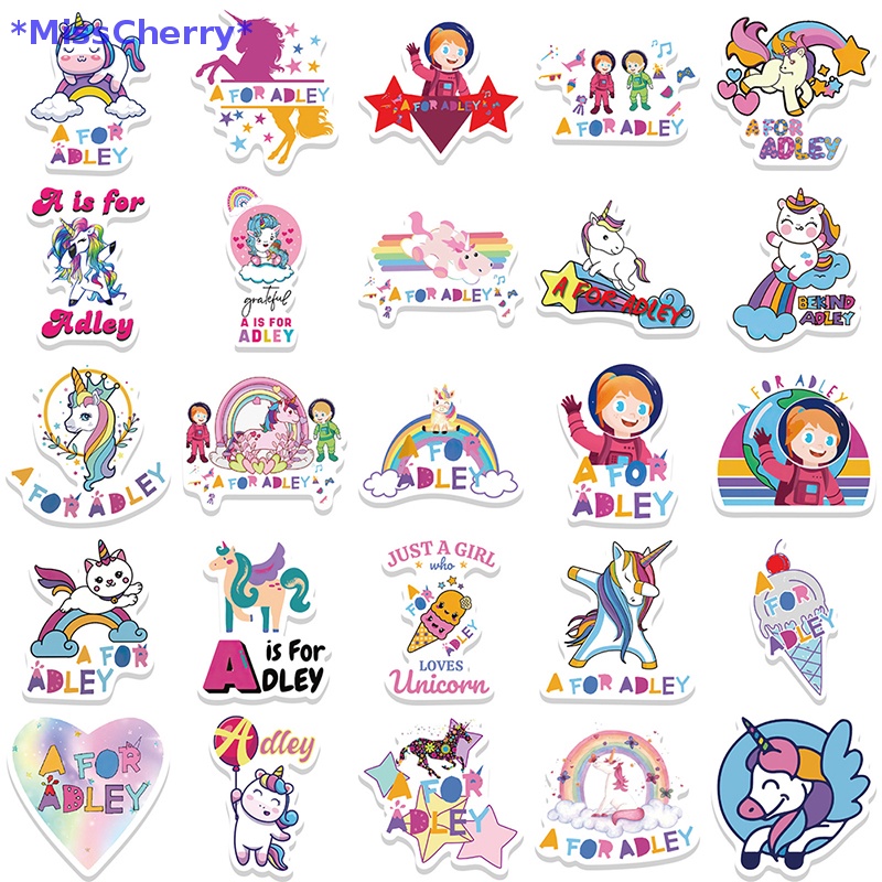 Bộ 50 Miếng Dán Trang Trí Điện Thoại / Ván Trượt / Laptop / Hành Lý Hình Kỳ Lân A DIY Mới