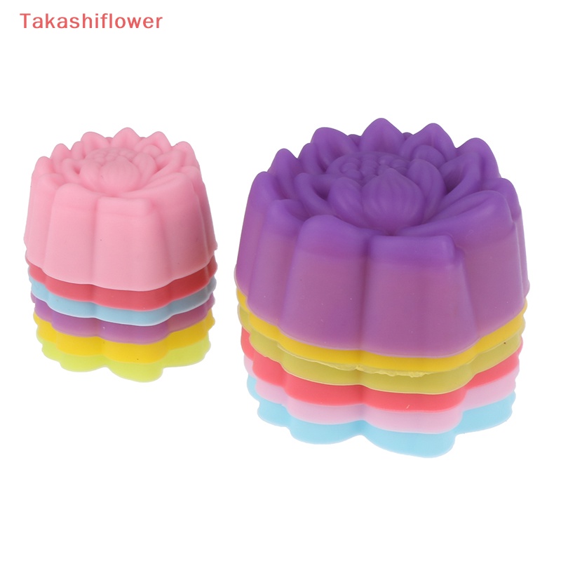 Bộ 5 Khuôn Silicone 3 / 5cm Hình Hoa Sen Làm Bánh Muffin Chống Dính Có Thể Tái Sử Dụng