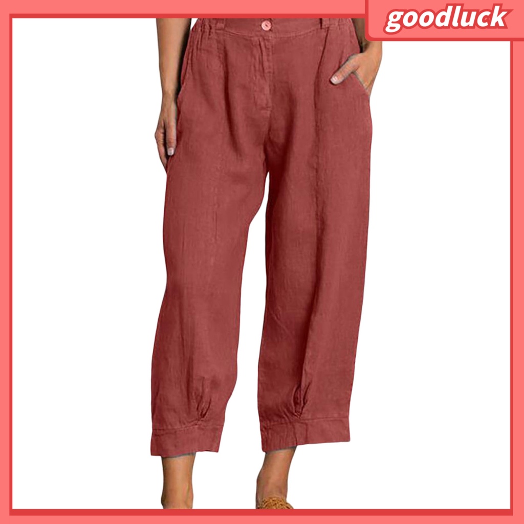 [ULK] Quần Dài Dáng Rộng Lưng Thun Co Giãn Màu Trơn Có Túi Và Nút Thắt Đơn Giản Đường Phố